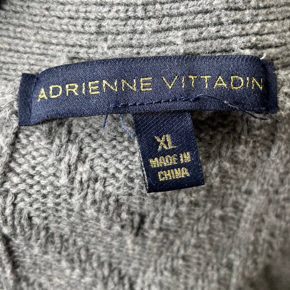 Adrienne Vittadini Grey Cable/Fisherman Knit Open Front Cardigan Cotton Cozy XL - Picture 6 of 7
